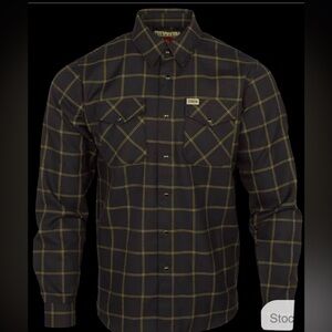 DIXXON “Stay Gold” Black and Gold Striped Flannel Shirt Men's XLT